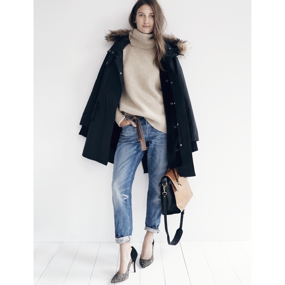 Madewell Black Fur-Lined Field Parka